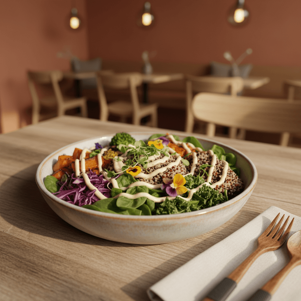 Buddha bowl with legumes and fresh vegetables