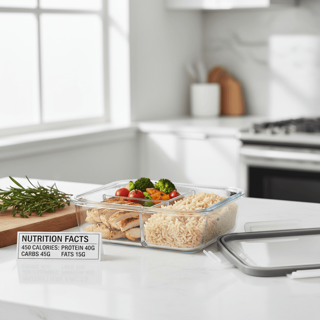 Colorful prepared meals in containers ready for delivery