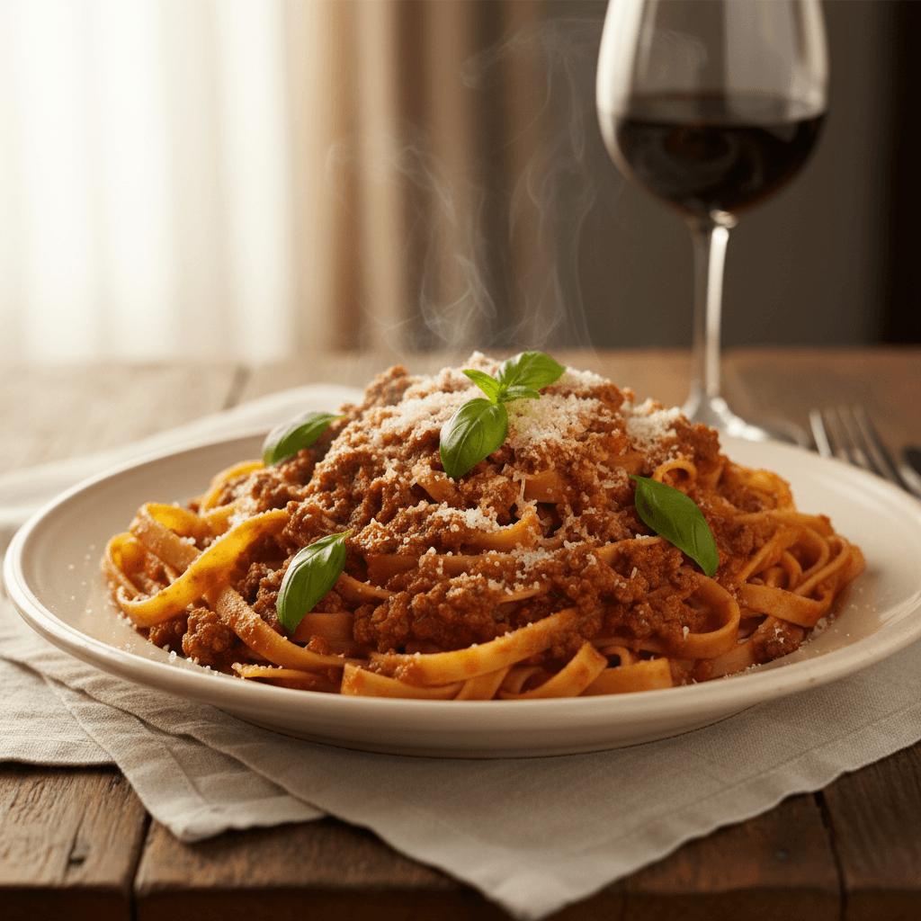 Turkey bolognese with whole wheat pasta